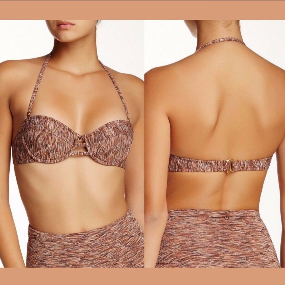 NWT $96 Ale By Alessandra Ambrosio Copper Canyon Underwire Top‎ [ D Cup ] BROWN